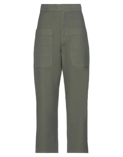 Merci .., Woman Pants Military Green Size 2 Cotton, Elastane