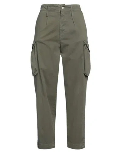 Merci .., Woman Pants Military Green Size S Cotton, Elastane In Green