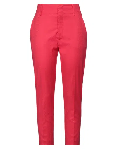 Merci .., Woman Pants Red Size 4 Polyester, Viscose, Elastane