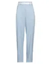 Merci .., Woman Pants Sky Blue Size 10 Linen, Rayon, Cotton, Elastane In Blue