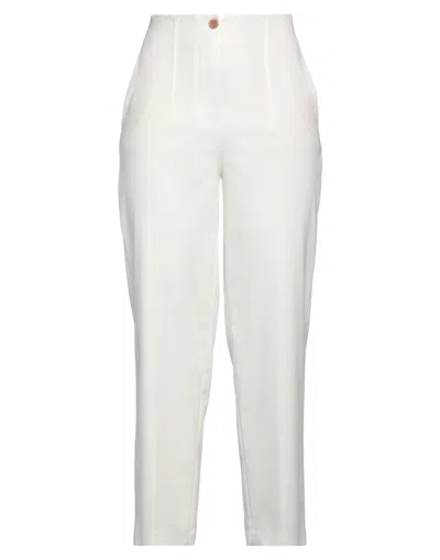 Merci .., Woman Pants White Size 10 Cotton, Nylon, Elastane In Pattern