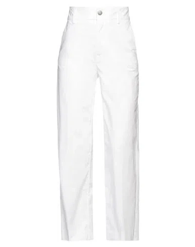 Merci .., Woman Pants White Size 2 Cotton, Elastane