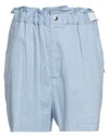 Merci .., Woman Shorts & Bermuda Shorts Sky Blue Size 8 Linen, Rayon, Cotton, Elastane In Blue