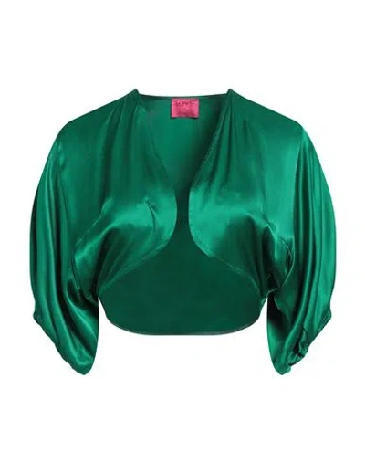 Merci .., Woman Shrug Emerald Green Size M Viscose