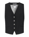 Merci .., Woman Tailored Vest Black Size 8 Cotton, Elastane