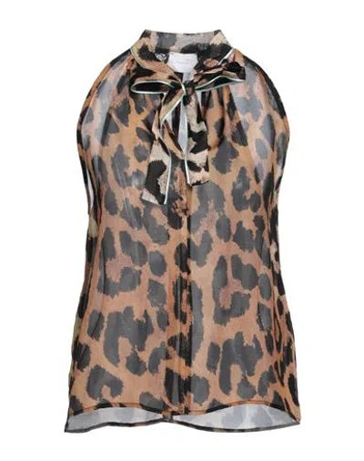 Merci .., Woman Top Camel Size L Viscose, Silk In Beige