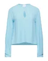 Merci .., Woman Top Sky Blue Size M Acetate, Viscose