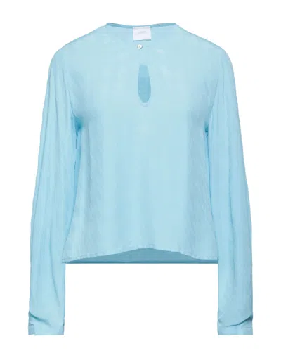 Merci .., Woman Top Sky Blue Size M Acetate, Viscose