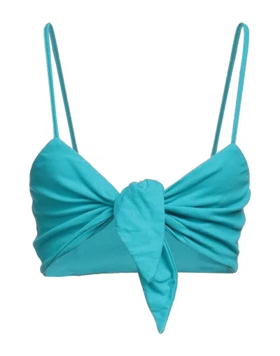 Merci .., Woman Top Turquoise Size S Cotton In Blue