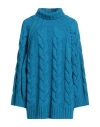 Merci .., Woman Turtleneck Azure Size S Wool, Acrylic, Alpaca Wool In Blue