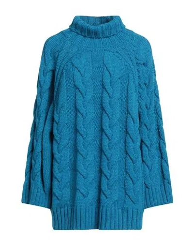 Merci .., Woman Turtleneck Azure Size S Wool, Acrylic, Alpaca Wool In Blue