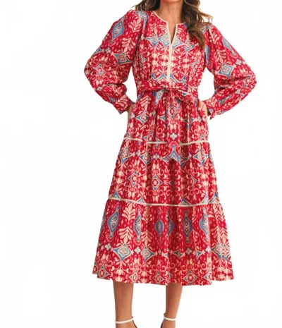 Merci Women's Contrast Binding Midi Dress In Red