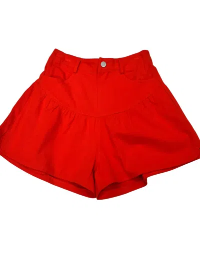 Merci Women's Cotton Twill Shorts In Candy Apple In Red