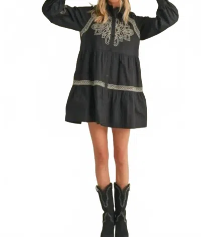 Merci Women's Embroidered Button Down Mini Dress In Black