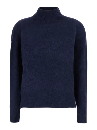 Merci Women's Jersey Round-neck Long-sleeve Top In Blue