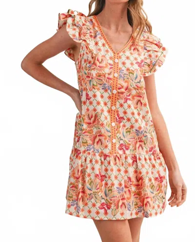 Merci Women's Tropical Print Flutter Sleeve Mini Dress In Floral In Multi