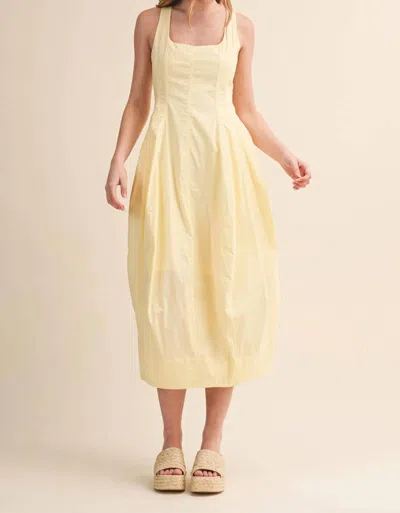 Merci Women's Tulip Hem Midi Dress In Butter Yellow In Multi