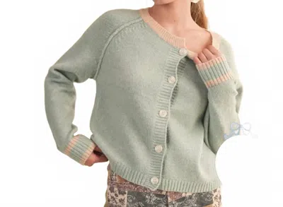 Merci Women's Two Tone Cardigan In Mint Sand In Green