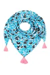 Mercy Delta Women's Blue Cashmere Square Scarf Pina Colada Aqua In Blue