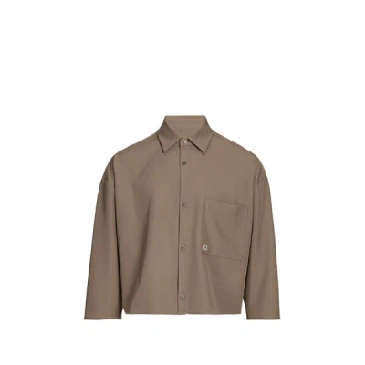 Merely Made Chemise Large Courte À Col Classique In Brown