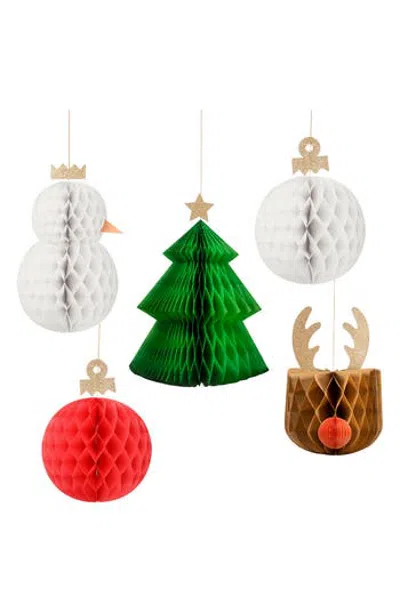 Meri Meri Set Of 5 Large Hanging Honeycomb Decorations In Multi