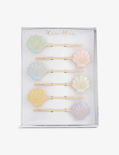 Meri Meri Girls Multi Kids Shell-embellished Enamel Hair Slides Set Of Six