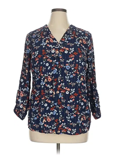 Pre-owned Meri Skye 3/4 Sleeve Blouse In Blue