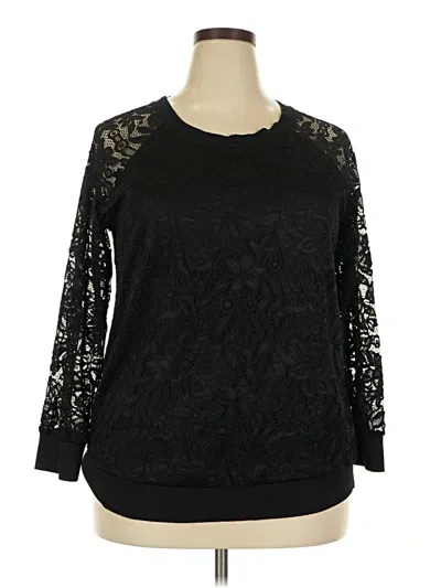 Pre-owned Meri Skye 3/4 Sleeve Top Black Boatneck Tops