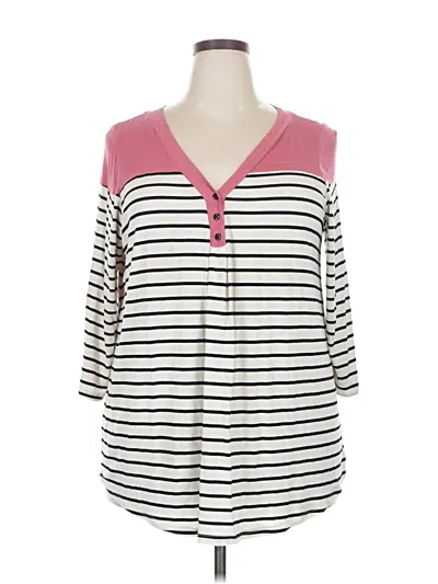 Pre-owned Meri Skye 3/4 Sleeve Top Pink V Neck Tops