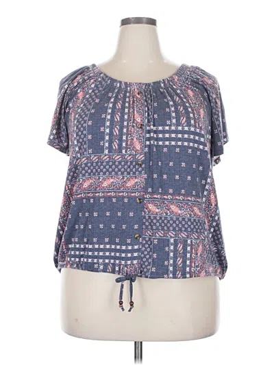 Pre-owned Meri Skye Short Sleeve Blouse In Blue