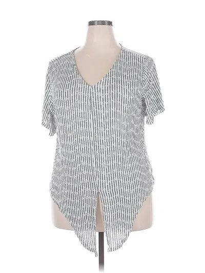 Pre-owned Meri Skye Short Sleeve Blouse In Silver
