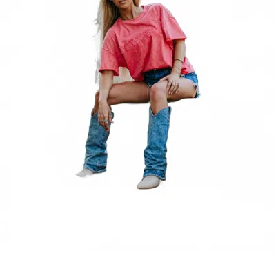 Merigold Kiss Cowgirl Acid Washed Tee In Pink