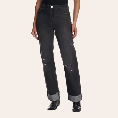 Merigold Kiss Women's Black Distressed Cuffed Jeans