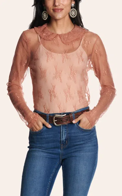 Merigold Kiss Women's Light Rust Lace Blouse In Brown