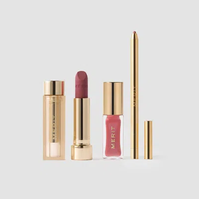 Merit Beauty The Lip Trio Our Go-to Lip Essentials For Soft Color, Definition, And Shine.