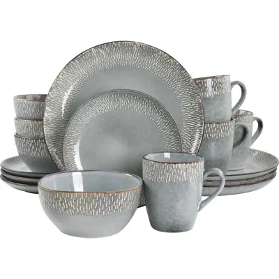 Meritage 16 Piece Reactive Glaze Stoneware Dinnerware Set In Gray