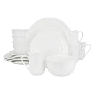 Meritage Bavaria 16 Piece Scallop Rim Bone China Dinnerware Set In White
