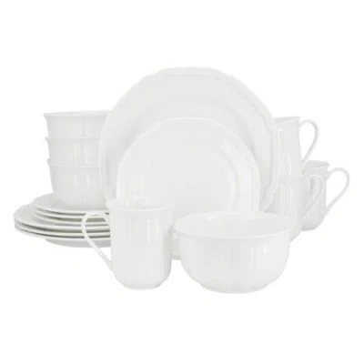 Meritage Bavaria 16 Piece Scallop Rim Bone China Dinnerware Set In White