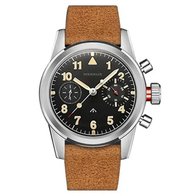 Pre-owned Merkur Men Chronograph Watch 40mm Manual Wind Mechanical Wristwatch St2901 Black