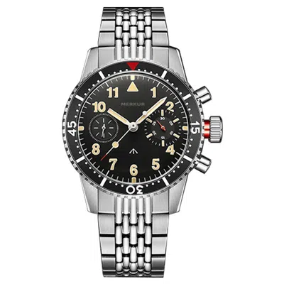 Pre-owned Merkur Men Chronograph Watch 40mm Manual Wind Mechanical Wristwatch St2901 Black