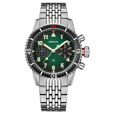 Pre-owned Merkur Men Chronograph Watch 40mm Manual Wind Mechanical Wristwatch St2901 Black