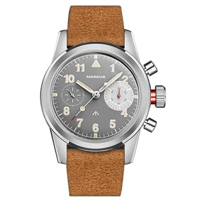 Pre-owned Merkur Men Chronograph Watch 40mm Manual Wind Mechanical Wristwatch St2901 Gray