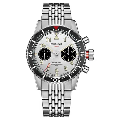 Pre-owned Merkur Men Chronograph Watch 40mm Manual Wind Mechanical Wristwatch St2901 White