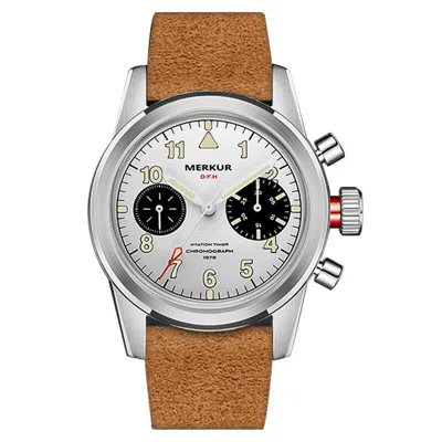 Pre-owned Merkur Men Chronograph Watch 40mm Manual Wind Mechanical Wristwatch St2901 White