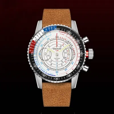 Pre-owned Merkur Men Chronograph Watch 40mm Run Manual Wind Mechanical Wristwatch St2901
