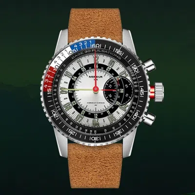 Pre-owned Merkur Men Chronograph Watch 40mm Run Manual Wind Mechanical Wristwatch St2901