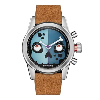Pre-owned Merkur Men Chronograph Watch Pilot Skull Manual Wind Mechanical Wristwatch St29