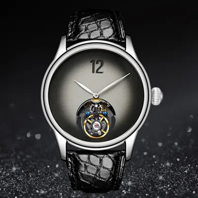 Pre-owned Merkur Men Luxury Watch Tourbillon Mechanical Wristwatch Gradualdial Onion Crown