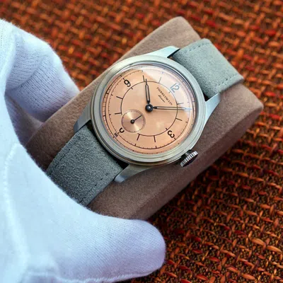 Pre-owned Merkur Vintage Watch Salmon Dial 50m Skin Diver Watch Relogio Masculino Special Leather