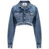 Merlenne Women's Blue Denim Jacket With Fringe In Blue